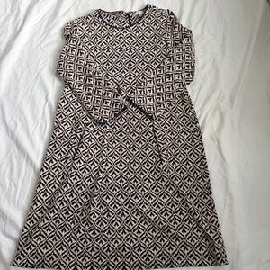 Tyler Boe Navy Cream Geometric Knit Dress Womens M Preppy Coastal Shift Dress